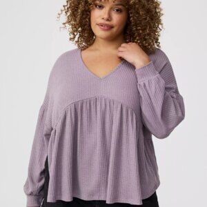 Torrid Lilac Waffle V neck Sz 0 BNWT